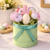 Decoratiune de Paste cu Flori si Iepuras, 22 cm, CMCLASS
