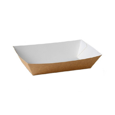 Barcuta din Carton Natur, 135x100x40 mm, 100 Buc/Bax - Ambalaje din Carton,Tavite din Carton Natur cu Interior Alb, Tavite Street Food din Carton foto