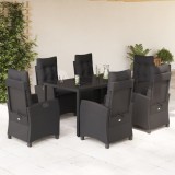 Gossi set mobilier de gradina cu perne, 7 piese, negru, poliratan