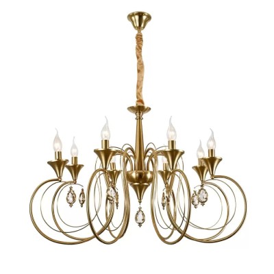 Candelabru Cristal Frederick 8xE14, Diametru 52cm, Auriu, Inaltime Reglabila foto