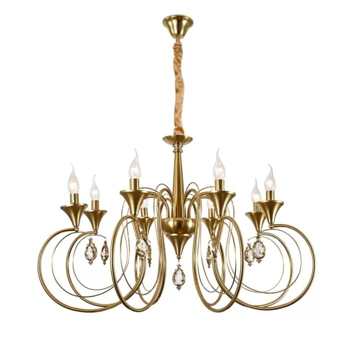 Candelabru Cristal Frederick 8xE14, Diametru 52cm, Auriu, Inaltime Reglabila