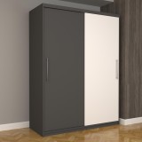 Dulap Dormitor Nova Eco 150 cm x 200 cm, fara oglinda, gri cu usi glisante gri alb