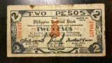 Bancnota de urgenta Filipine - 2 Pesos 1944 - Iloilo - Foarte rara