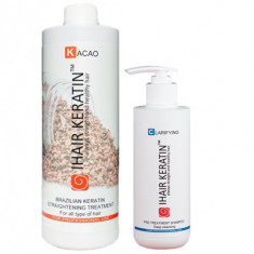 Tratament keratina indreptare Kacao 1000ml + Cadou Sampon Clarifiant 250ml Ihair Keratin