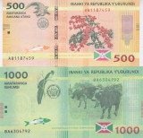Bancnota Burundi 500 si 1.000 Franci 2015 - P50/51 UNC ( Set x2 )