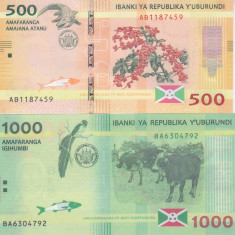 Bancnota Burundi 500 si 1.000 Franci 2015 - P50/51 UNC ( Set x2 )