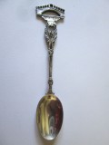 Venetia lingurita souvenir din argint(marcaj 800) cu figurina podul Rialto din anii 20,lungime=101 mm