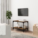 Comodă TV, stejar maro, 60x33x41 cm, lemn prelucrat și oțel