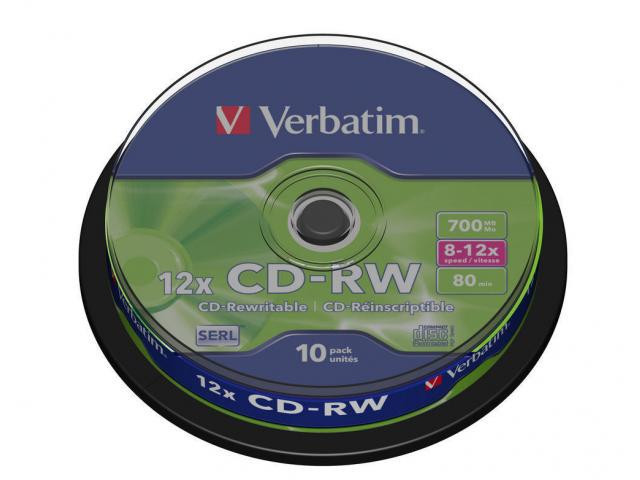 Verbatim cdrw 8-12x 10pk spindle dlp