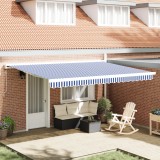 vidaXL Marchiză Retractabilă Albastru și Alb 450x300 cm