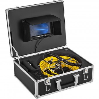 Camera inspectie endoscop Vevor Profesional, Monitor color HD 7&amp;rdquo;, Lungime 50 m, IP68, Led, pentru conducte foto