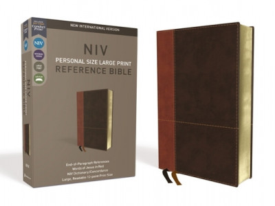 NIV, Personal Size Reference Bible, Large Print, Imitation Leather, Brown, Red Letter Edition, Comfort Print foto