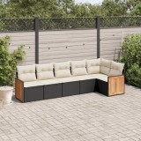 VidaXL Set mobilier de grădină cu perne, 6 piese, negru, poliratan