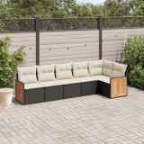 Set mobilier de gradina cu perne, 6 piese, negru, poliratan GartenMobel Dekor, vidaXL