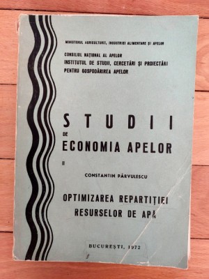 Studii de economia apelor, Constantin Parvulescu, 1972 foto