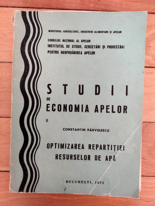 Studii de economia apelor, Constantin Parvulescu, 1972