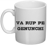 Cana alba personalizata &quot;Va rup pe genunchi&quot;, INOVATIX&reg;. 330ml, Oem