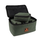 Set Geanta 4 in 1 pentru accesorii pescuit W.P.E, material impermeabil, izolata cu burete termic, 23.5x14x13.5 cm, verde