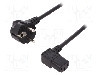 Cablu alimentare AC, 1.8m, 3 fire, culoare negru, CEE 7/7 (E/F) &amp;#351;tecar in unghi, IEC C13 mama 90&deg;, ASSMANN - AK-440102-018-S