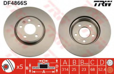 Disc frana AUDI A4 Avant (8K5, B8) (2007 - 2015) TRW DF4866S foto