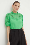 Morgan bluza din bumbac DULIE femei, culoarea verde, neted, DULIE