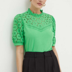 Morgan bluza din bumbac DULIE femei, culoarea verde, neted, DULIE