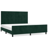 Cumpara ieftin Cadru de pat cu tablie, verde inchis, 180x200 cm, catifea
