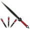 Set vanatoare DEPOX&reg;, sabie si set trei cutite aruncat, otel inoxidabil, negru