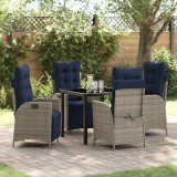 vidaXL Set de masă pentru grădină cu pernă 5 pcs Gri și negru Ratan 3380583