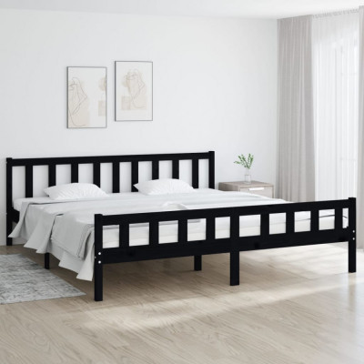 vidaXL Cadru de pat, negru, 160x200 cm, lemn masiv foto