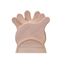 Set 6 tocatoare rotunde din lemn, diametru 19 cm, cu suport bej
