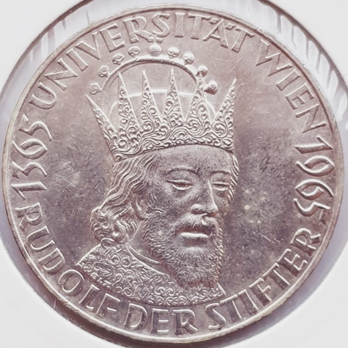 411 Austria 50 Schilling 1965 Vienna University km 2898 argint