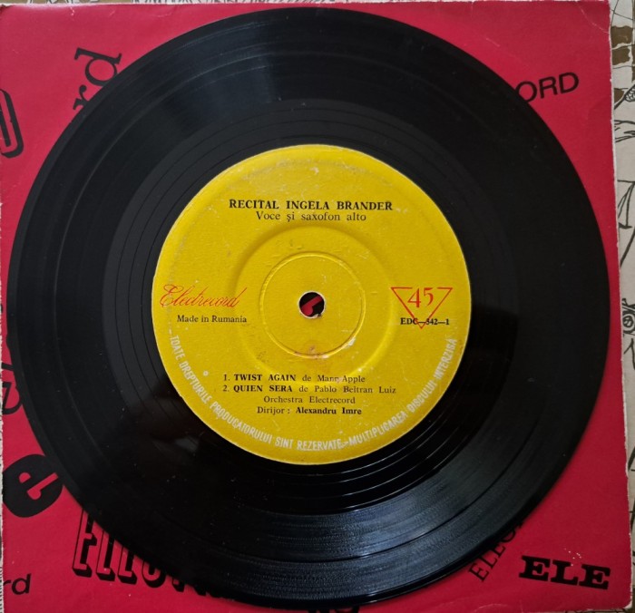 Disc Vinil Angela Brander - Recital Ingela Brander (7&quot;, Mono, M/Print)-Electrecord- ECD-342
