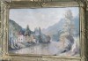 Vechi tablou, Mănăstirea Cozia pe Valea Oltului 42 x 62 cm semnat, ulei pe carton, Peisaje, Impresionism