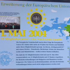 GERMANIA - FDC + MONEDA PROOF - 10 EURO 2004 G, EXTINDEREA UNIUNII EUROPENE