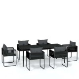 Cumpara ieftin Set de servit masa pentru gradina, 7 piese, negru
