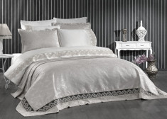Cuvertura de pat Valentini Bianco din brocard, Hurem Grey foto
