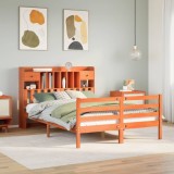 vidaXL Pat cu bibliotecă fără saltea maro 160x200 cm lemn masiv de pin 3321958