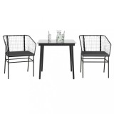 vidaXL Set de sufragerie de grădină 3 piese neagră 3334499