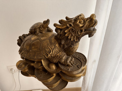 Statueta Bronz Dragon 🐉 cu broasca foto