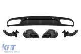 Difuzor tip C63 cu duze negre pentru bara spate A Design potrivit pentru Mercedes C-Class C205 Coupe 2015-2019 -oo--oo-, cu garnitura cromata Performa