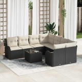 VidaXL Set de canapele pentru grădină 9 pcs Negru 55 x 55 x 37 cm