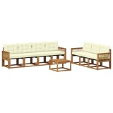 vidaXL Set de canapele de exterior cu pernă 8 pcs Natural și Crem 3381826