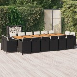 vidaXL Set mobilier de exterior cu perne, 17 piese, negru, poliratan 3095628