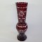 Vaza romaneasca cristal rosu rubin, veche, vintage - 26 cm
