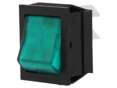 Comutator Rocker DPST ON-OFF Verde 16A/250V cu Lumină Neon