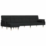 Cumpara ieftin Canapea extensibila in forma de L negru 271x140x70 cm catifea
