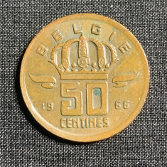 Moneda 50 centimes 1966 Belgia