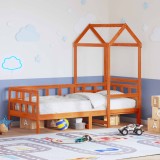 VidaXL Pat de zi cu acoperiș maro ceruit 90x200cm lemn masiv pin