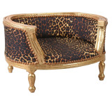 Canapea pentru caine din lemn masiv auriu cu tapiterie leopard CAT700A16, Canapele fixe
